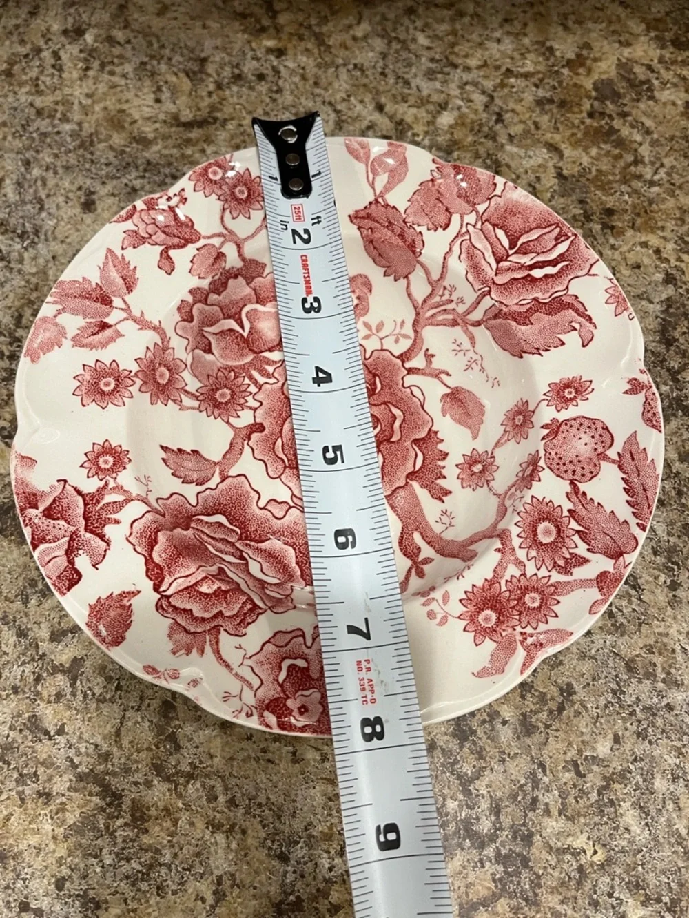 Vintage Johnson Brothers English Chippendale Red Floral Shallow Soup Bowls set 4